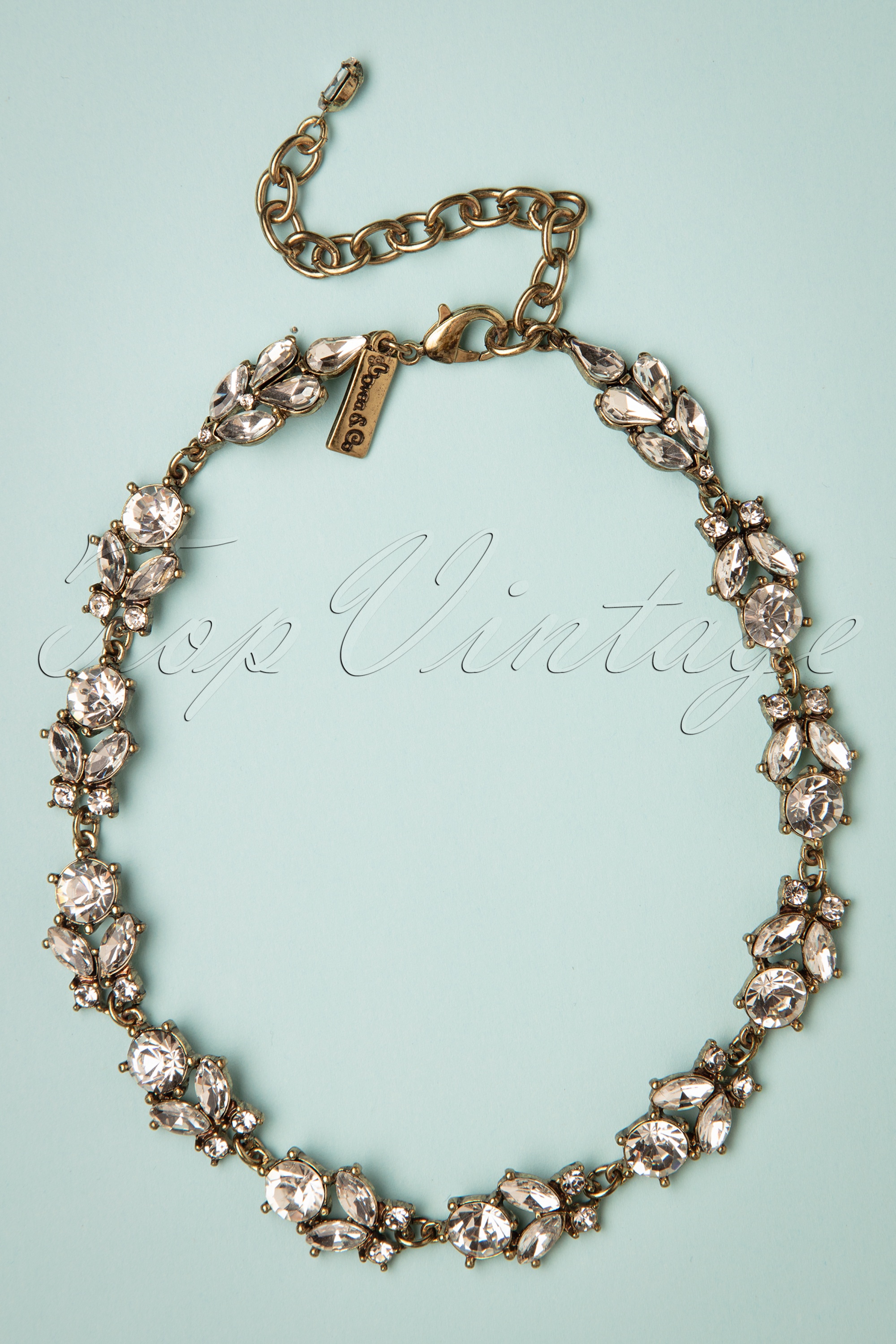 Lovely - Crystal Diamond ketting in antiek goud 2