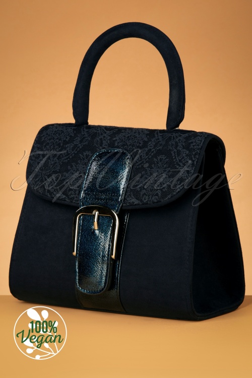 Ruby Shoo - 40s Riva Handbag in Midnight Blue