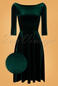 Vintage Chic for Topvintage - 50s Harper Velvet Swing Dress in Bottle Green