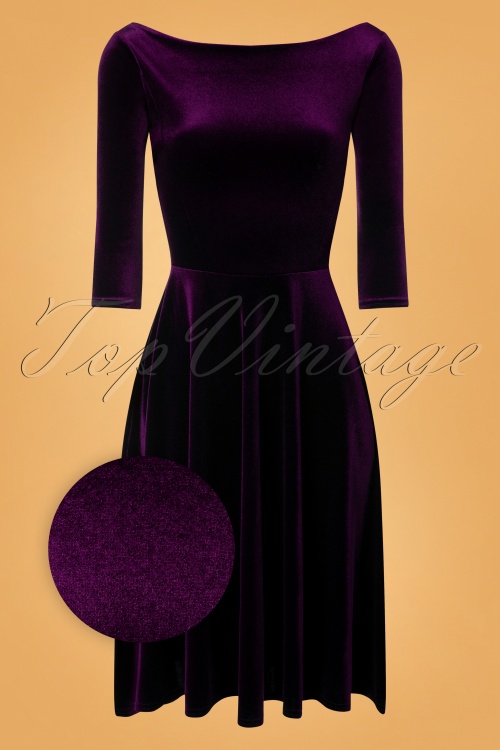 Vintage Chic for Topvintage - 50s Harper Velvet Swing Dress in Purple