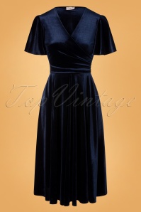 Vintage Chic for Topvintage - Zhara Swing Kleid aus Mitternachtssamt 2
