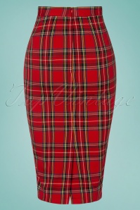Hearts & Roses - 50s Evie Pencil Skirt in Red Tartan 3