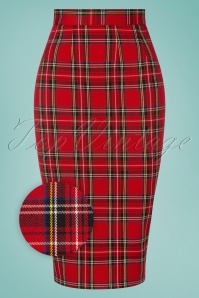 Hearts & Roses - 50s Evie Pencil Skirt in Red Tartan