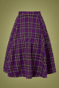 Hearts & Roses - 50s Evie Tartan Swing Skirt in Purple 3
