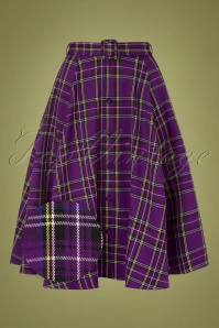 Hearts & Roses - 50s Evie Tartan Swing Skirt in Purple