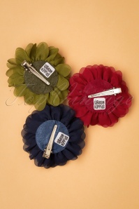 Urban Hippies - 70s Hair Flowers Set in Chili, Kelp and Navy 2