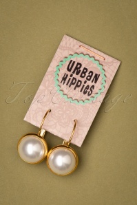 Urban Hippies - 60s Goldplated Dot Pearl Earrings in Ivory 2