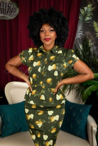 Collectif ♥ Topvintage - Mary Grace Vintage Pears blouse in groen