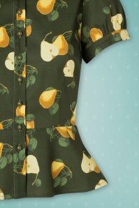 Collectif ♥ Topvintage - Mary Grace Vintage Pears blouse in groen 4
