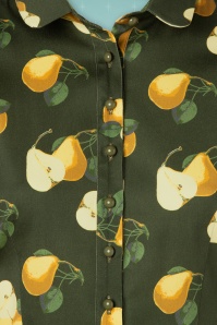 Collectif ♥ Topvintage - Mary Grace Vintage Pears Bluse in Grün 3
