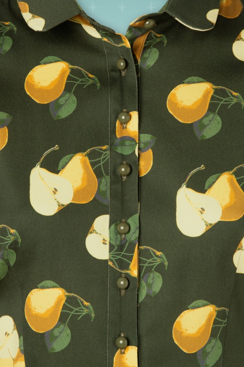 Collectif ♥ Topvintage - Mary Grace Vintage Pears blouse in groen 3