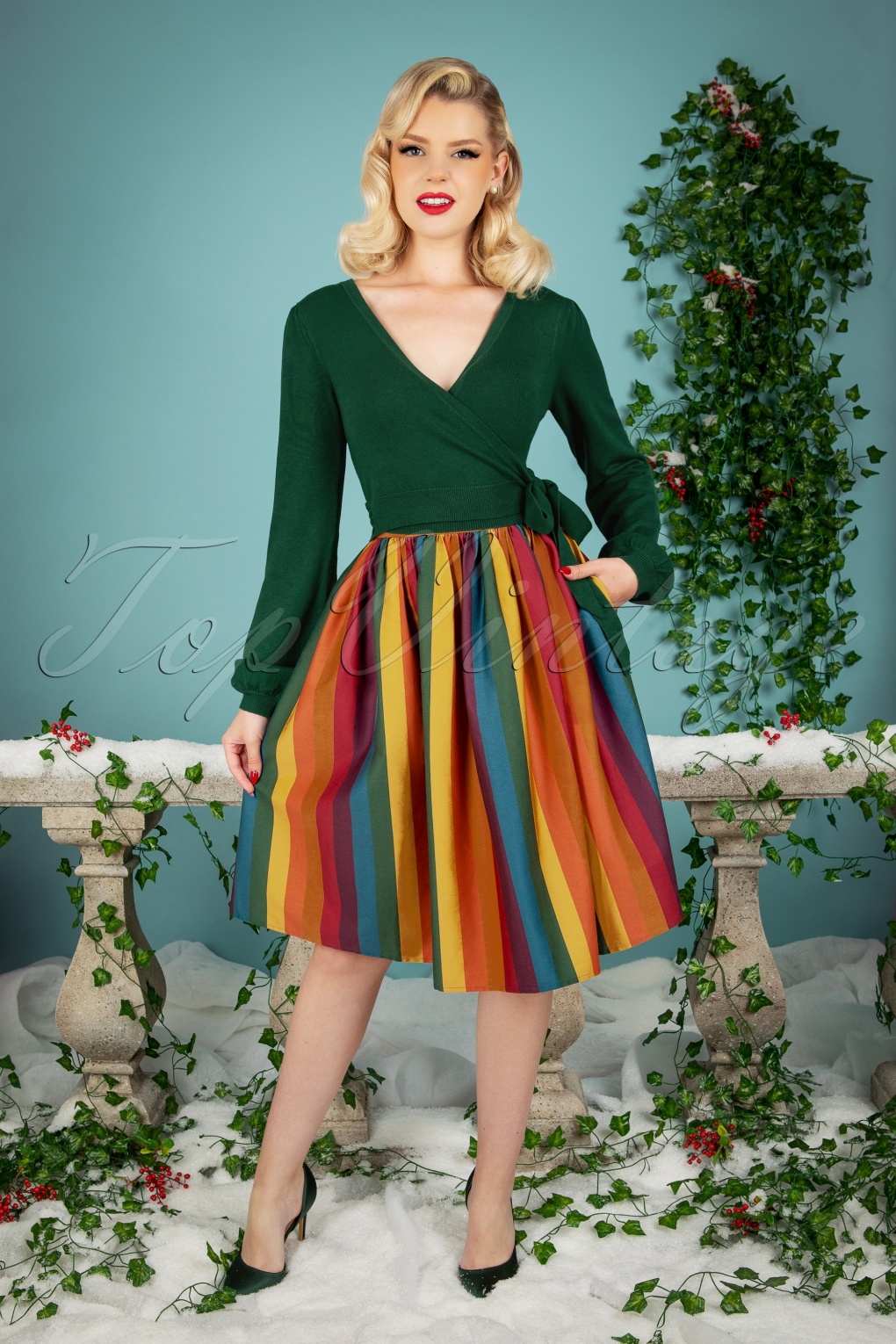50s Jasmine Autumn Rainbow Swing Skirt in Multi