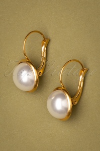 Urban Hippies - 60s Goldplated Dot Pearl Earrings in Ivory 3