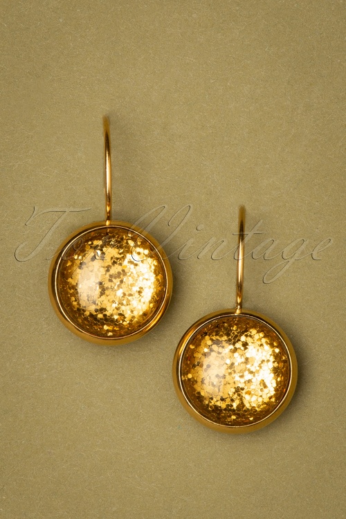 Urban Hippies - 60s Goldplated Dot Earrings in Golden glitter