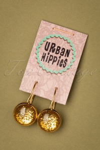 Urban Hippies - Dot vergulde oorbellen in glitter goud 2