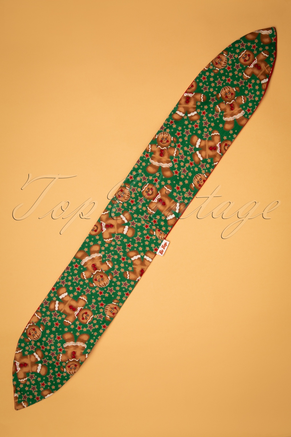 50s Gingerbread Man Hair Scarf in Green and Red