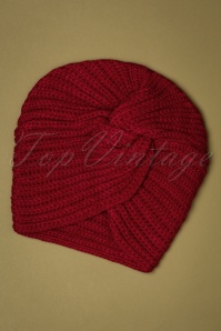 Collectif Clothing - 70s Tamara Knitted Turban in Dark Red