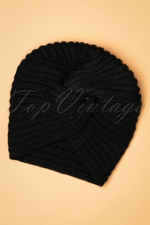 Collectif Clothing - 70s Tamara Knitted Turban in Black
