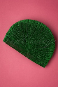 Collectif Clothing - 50s Raina Lurex Turban in Green 3