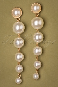 Collectif Clothing - 50s Pearly String Earrings in Ivory