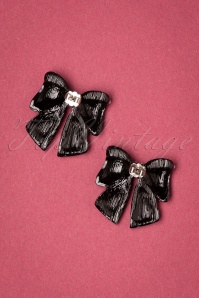 Collectif Clothing - 50s Lisa Bow Earstuds in Black 3