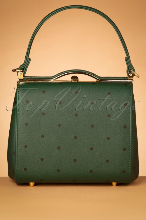 Collectif Clothing - 60s Carrie Mini Polka Bag in Green 5