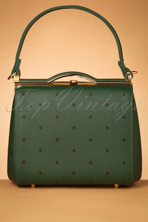 Collectif Clothing - 60s Carrie Mini Polka Bag in Green 3
