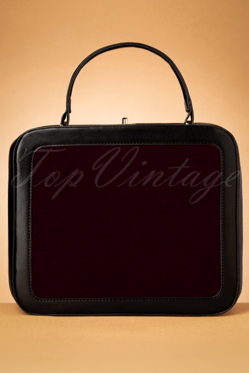 Collectif Clothing - 50s Tasha Quilted Bag in Burgundy and Black