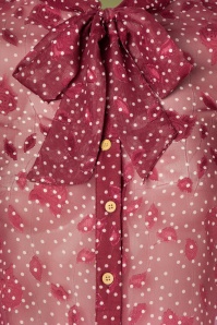 Banned Retro - 50s Rose Pussy Bow Blouse in Burgundy 3