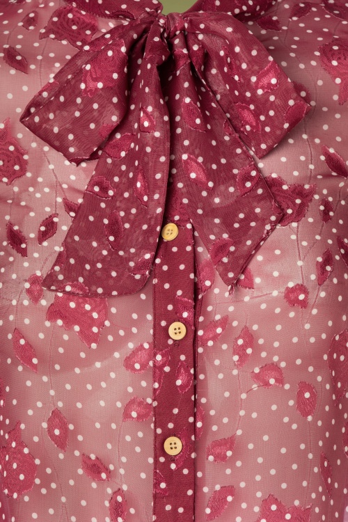 Banned Retro - Rose Pussy strik blouse in bordeaux 3