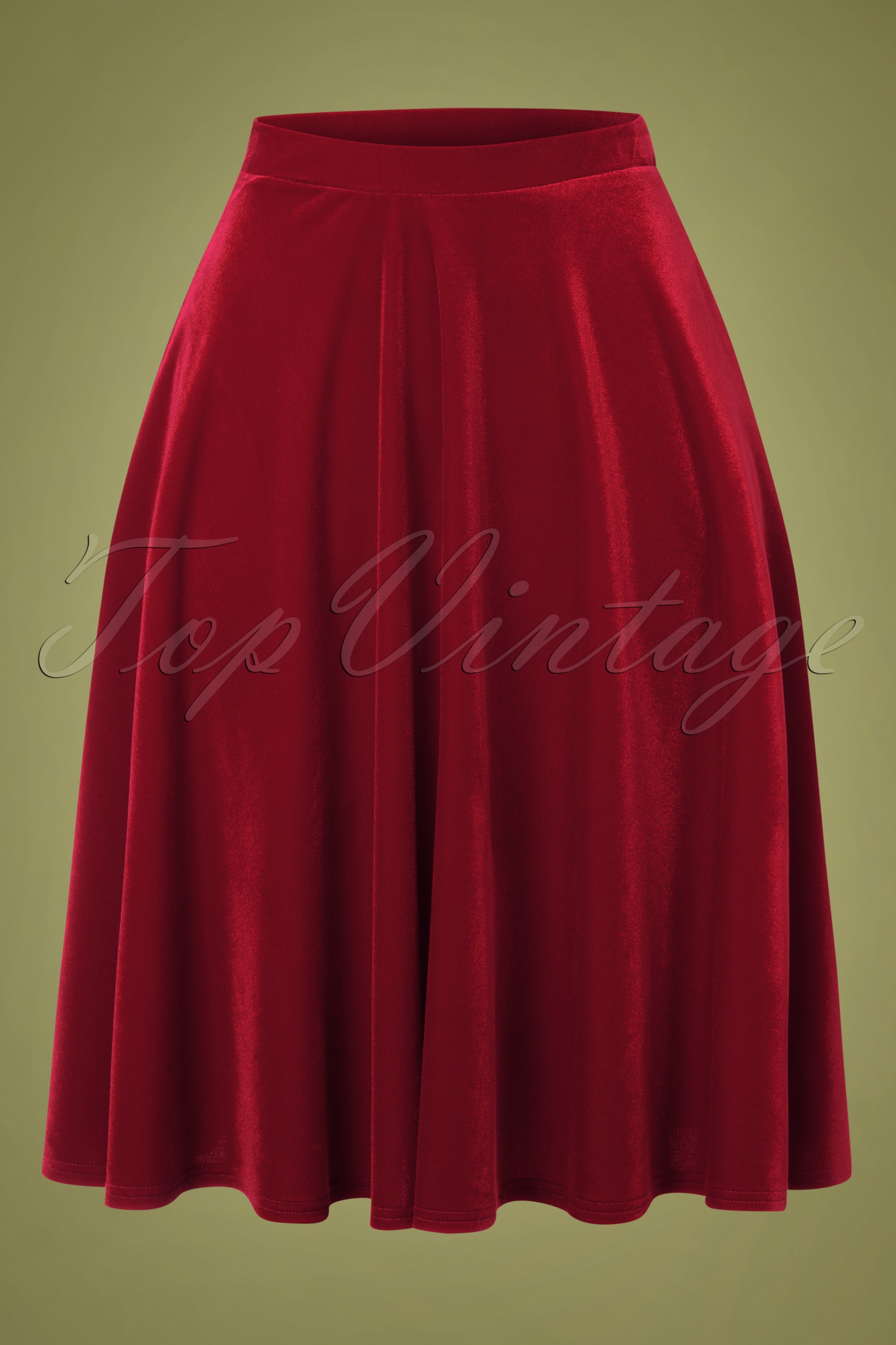 Vintage Chic for Topvintage - Topvintage exclusive ~ Sheila Swing rok in Rood Fluweel