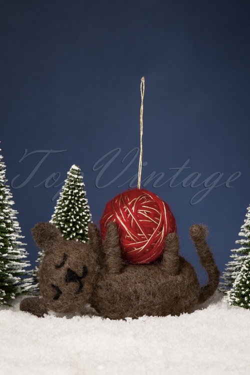 Sass & Belle - Cat with bal of yarn Vilt Decoratie
