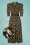 70er Lily Plissiertes Midaxi Kleid in Gold Leaves