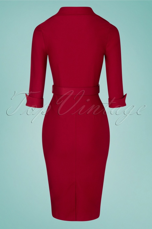 Zoe Vine - 50s Elizabeth Pencil Dress in Berry Red 4