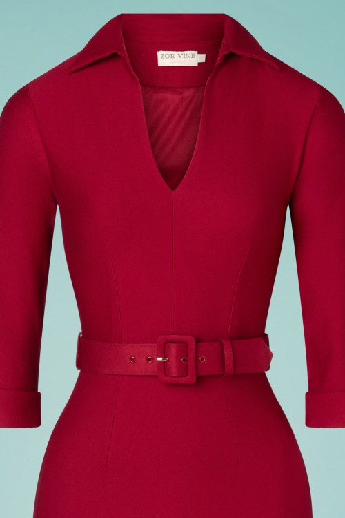 Zoe Vine - 50s Elizabeth Pencil Dress in Berry Red 2