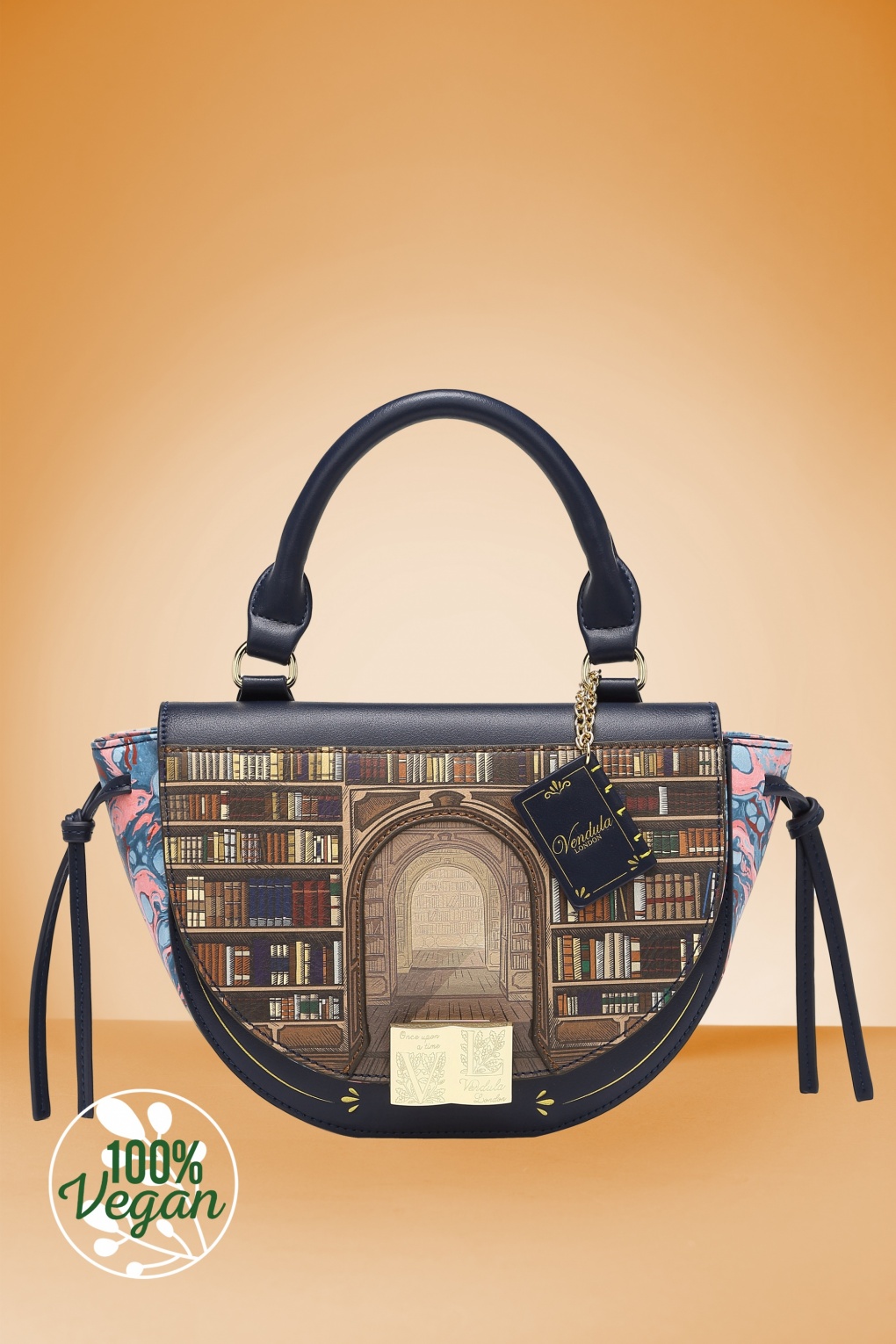 50s The Old Library Winged Tophandle Bag in Navy