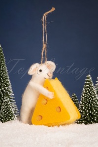 Sass & Belle Felt Mouse with Christmas Tree Decoration, Vilten dieren