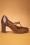 Zapatos de salón con correa en T de cuero Pamela de los años 60 en marrón