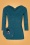 50s Gracious Gentle Lady Twist Shirt in Petrol Blauw