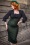 Karen Houndstooth Suspender Pencil Skirt Années 50 en Vert