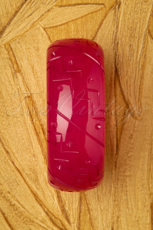Splendette - Exklusiv von TopVintage ~ Breiter Magenta Fakelite Armreif in Pink