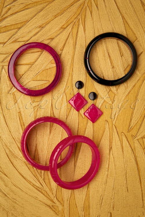 Splendette - TopVintage Exclusive ~ 50s Fedora Midi Glitter Bangle in Peony Pink 3
