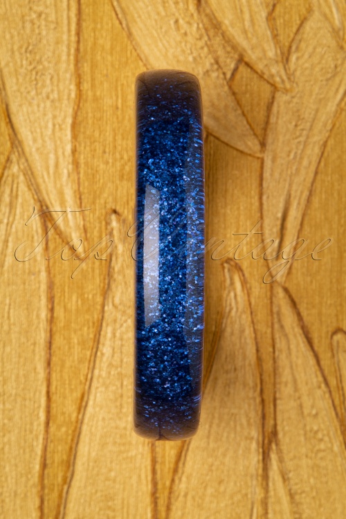 Splendette - TopVintage Exclusive ~ 50s Fedora Midi Glitter Bangle in Blue