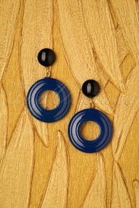Splendette - Exclusivité TopVintage ~ Boucles d'oreilles pendantes Simili-bakélite Bristol Années 40 en Bleu