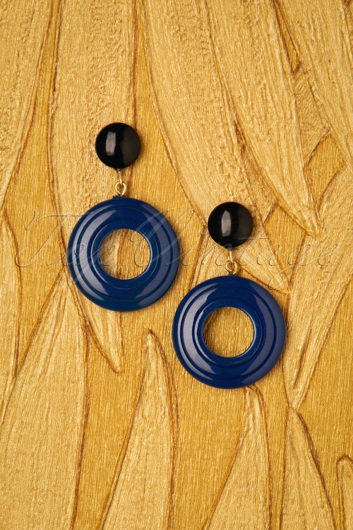 Splendette - Exclusivité TopVintage ~ Boucles d'oreilles pendantes Simili-bakélite Bristol Années 40 en Bleu