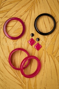 Splendette - TopVintage Exclusive ~ 30s Magenta Fakelite Drop Earrings in Pink 4