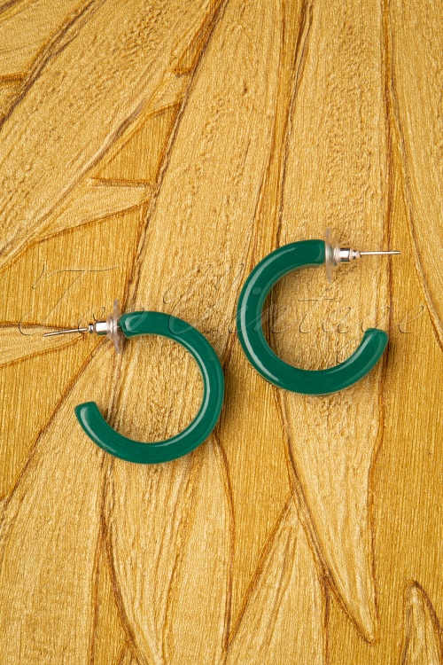 Splendette - TopVintage Exclusive ~ 30s Drille Fakelite Hoop Earrings in Teal
