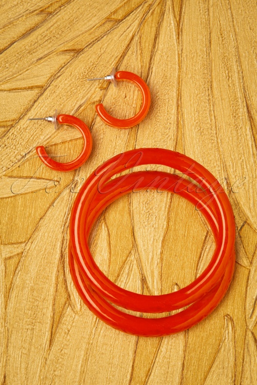 Splendette - TopVintage Exclusief ~ Smalle Paprika Fakelite armband Set in oranje 3