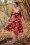 TopVintage exclusive ~ 50s Amelia Floral Long Sleeve Swing Jurk in Magenta Paars