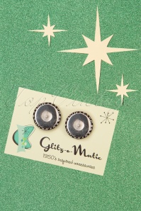 Glitz-o-Matic - Houndstooth oorstekers in zwart en wit 3